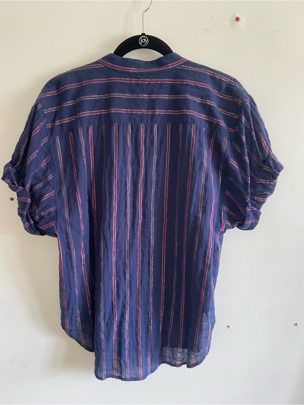 Xirena Channing Navy Stripe Button-Up Shirt Blouse 100% Cotton Flowy Size Small - Picture 4 of 6